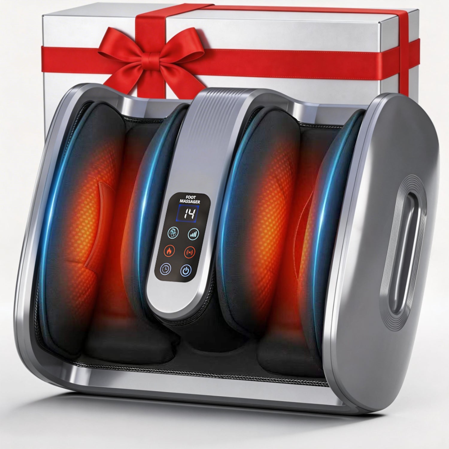 Foot Massager Machine with Heat & Cooling, Deep Tissue Kneading Vibration Foot and Calf Massager w/ Adjustable Modes, Timer & Auto Shut-Off, Washable Liners, Large Size Home Office Gift for Men Women