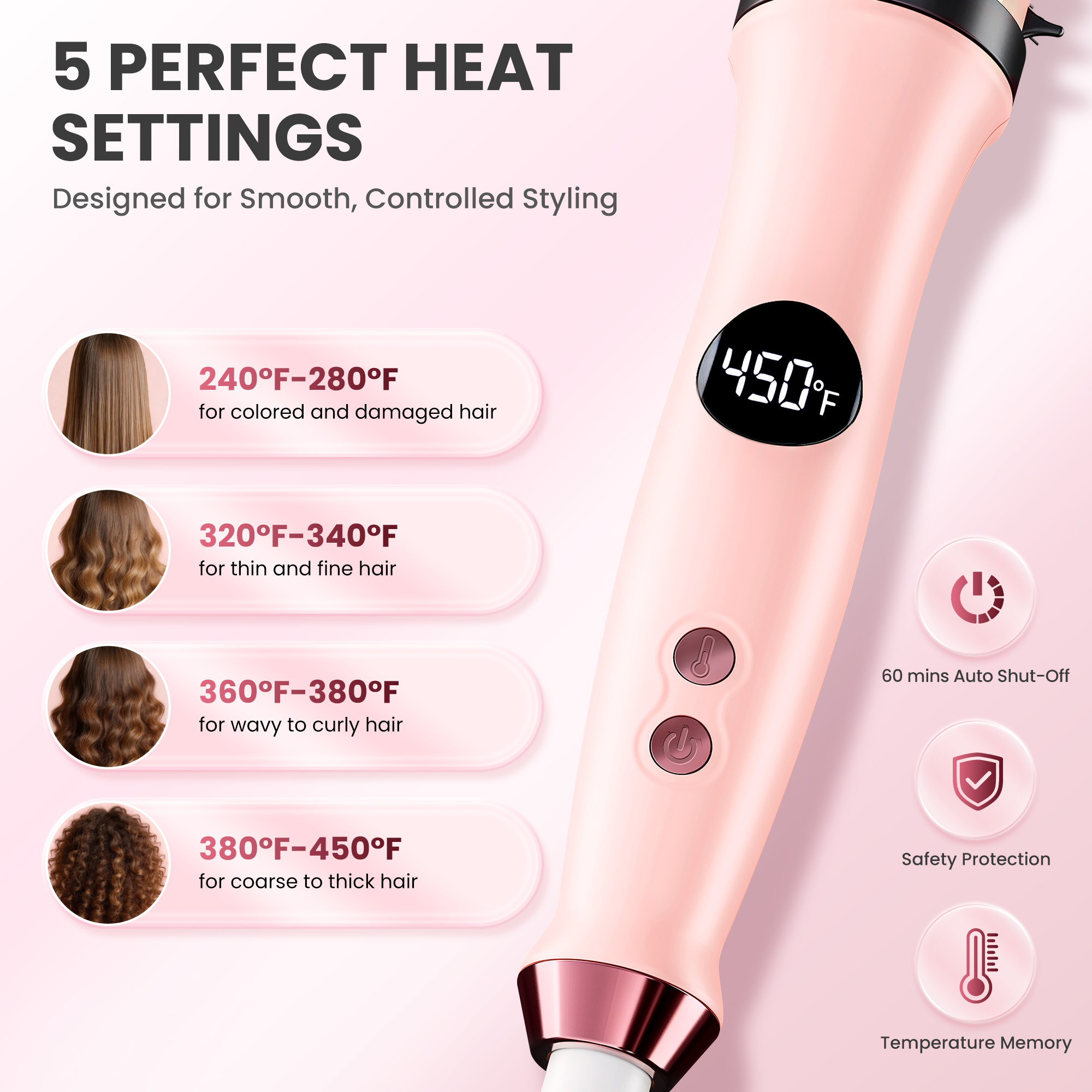1.7" Infrared Thermal Hot Brush, Heated Round Brush with Negative Ions, 5 Temp Settings, Dual Voltage Hair Styler for Beginners, Women & Travel, Smooth Shine, Anti-Frizz, All Hair Types