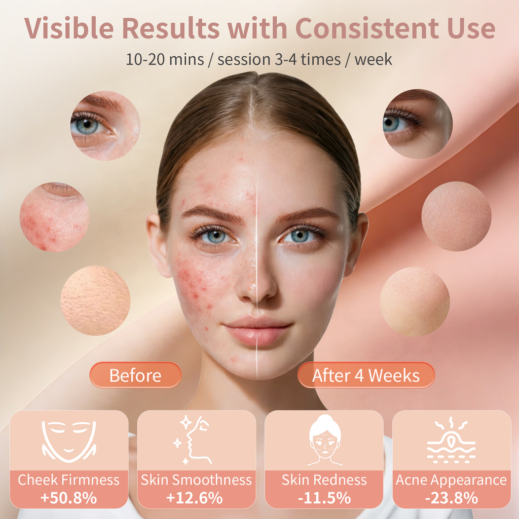 Red Light Therapy for Face, LED Face Mask with 432 Beams, 5000mAh Rechargeable, 850nm Infrared & Red/Blue Light, 4 Modes, Adjustable Brightness & Timer, Soft Silicone, Skin Care at Home