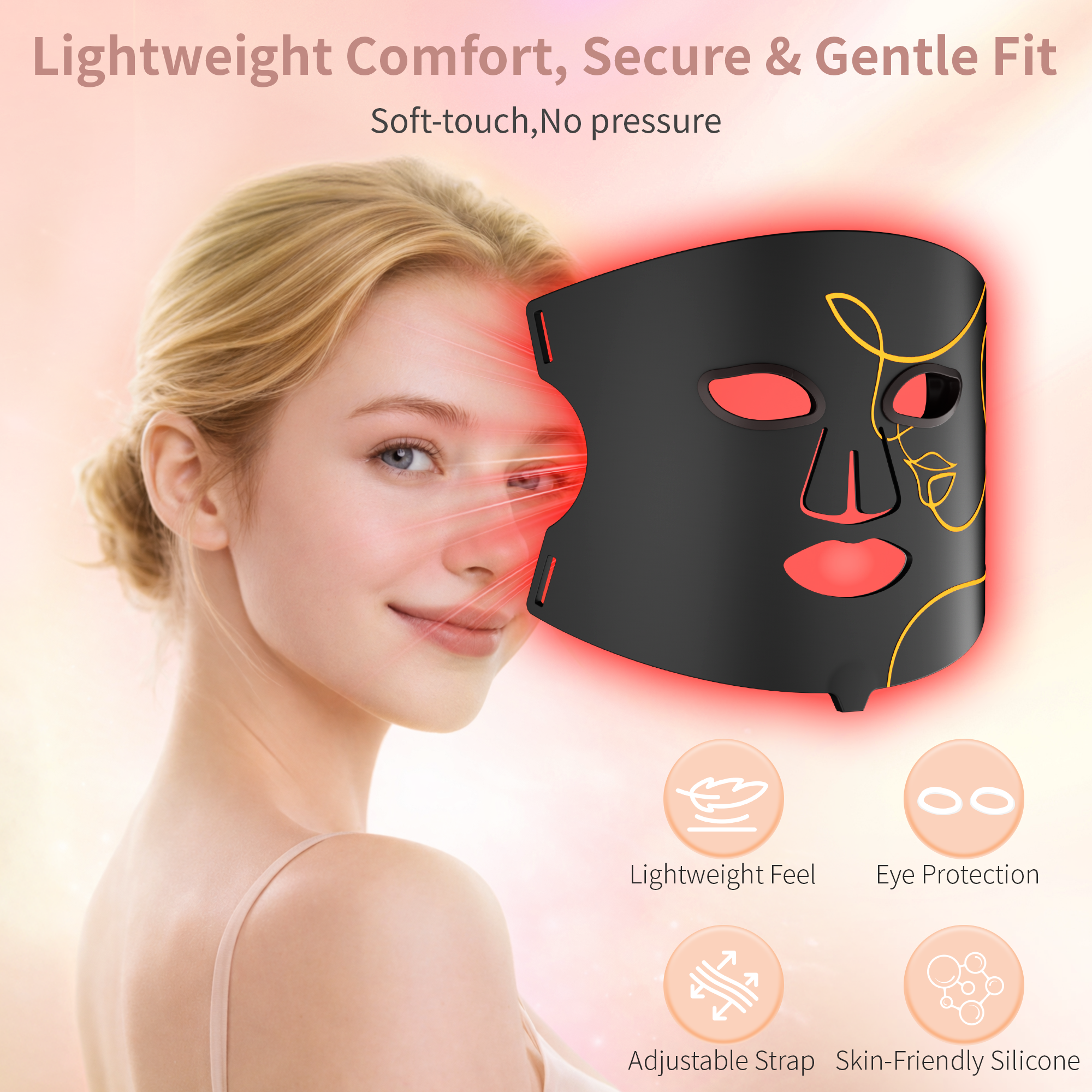 Red Light Therapy for Face, LED Face Mask with 432 Beams, 5000mAh Rechargeable, 850nm Infrared & Red/Blue Light, 4 Modes, Adjustable Brightness & Timer, Soft Silicone, Skin Care at Home