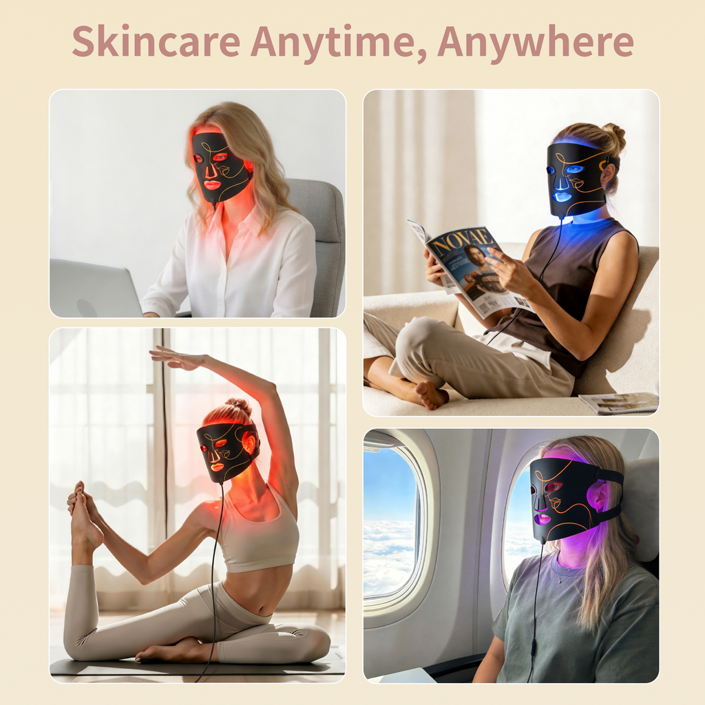 Red Light Therapy for Face, LED Face Mask with 432 Beams, 5000mAh Rechargeable, 850nm Infrared & Red/Blue Light, 4 Modes, Adjustable Brightness & Timer, Soft Silicone, Skin Care at Home